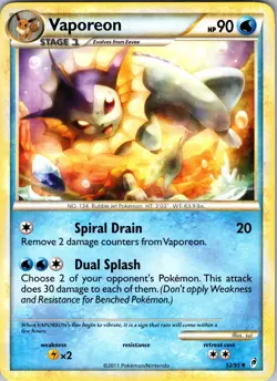 Vaporeon 52/95 Call of Legends Normal Pokemon TCG NM - Image 1