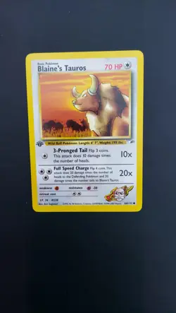 Pokemon TCG Blaine's Tauros Gym Heroes 64/132 MINT 1ST EDITION - Image 1