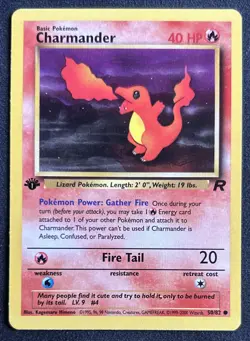 Pokemon Team Rocket 1st Edition Regular Finish Charmander 50/82 NM - Image 1