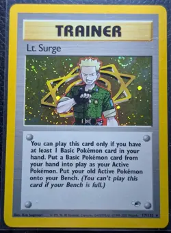 Pokemon TCG - Lt. Surge 017/132 Gym Heroes Holo - Image 1