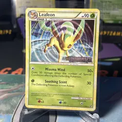 Leafeon 17/90 Pokemon Undaunted Prerelease Stamp Holo Rare LP - Image 1