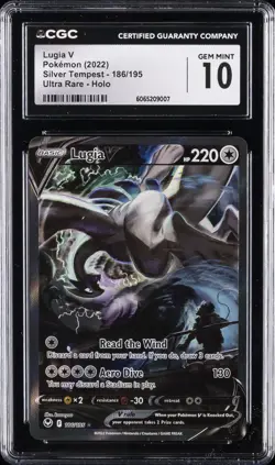 2022 POKEMON SILVER TEMPEST LUGIA V ALT ART #186 CGC 10 - Image 1