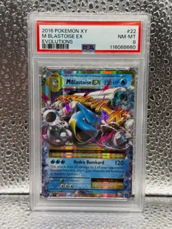 2016 Pokemon M BLASTOISE EX 22/108 Evolutions Ultra Rare Holo English PSA 8 - Image 1