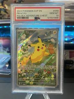 2024 POKEMON SVP BLACK STAR PROMO #088 PIKACHU PALDEA ADVENTURE CHEST PSA 10 - Image 1
