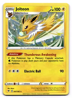 Jolteon 047/185 (Cosmos Holo) Pokemon TCG Miscellaneous Cards & Products MP - Image 1