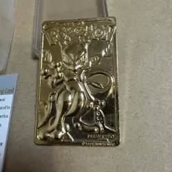 1999 Pokemon 23k Gold Plated Mewtwo Burger King Trading Card COA - Image 3