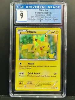 Pikachu 20th Anniversary 26/83 Holo Stamped Promo Mint Graded Pokemon Card CGC 9 - Image 1