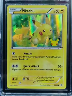 Pikachu 20th Anniversary 26/83 Holo Stamped Promo Mint Graded Pokemon Card CGC 9 - Image 2