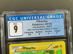 Pikachu 20th Anniversary 26/83 Holo Stamped Promo Mint Graded Pokemon Card CGC 9 - Image 3