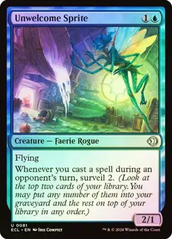 NM Foil Unwelcome Sprite, MTG, Lorwyn Eclipsed, Magic the Gathering, 81 - Image 1