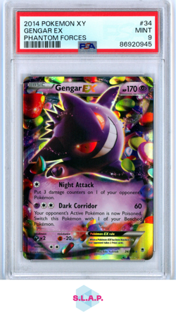GENGAR EX PHANTOM FORC3S POKEMON XY PHANTOM FORC3S 2014 34 PSA 9 - Image 1