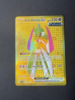 Pokemon Iron Valiant ex Gold Hyper Rare 261/182 Paradox Rift NM - Image 1