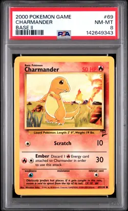 PSA 8 NM-MT Charmander #69 Pokemon TCG Base Set 2 - Image 1