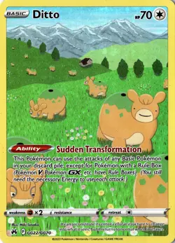 Ditto GG22/GG70 Ultra Rare Pokemon TCG Crown Zenith: Galarian Gallery NM - Image 1