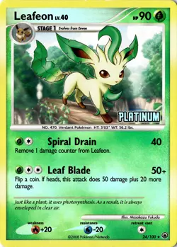 Leafeon #24/100 [Platinum] Pokemon TCG Burger King Promos LP - Image 1