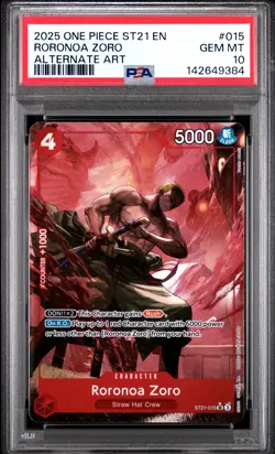 PSA 10 GEM MINT Roronoa Zoro ST21-015 One Piece Starter Deck St21-Ex Gear 5 - Image 1