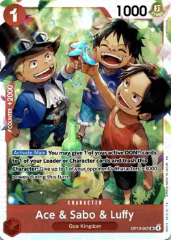 Ace & Sabo & Luffy OP13-007 SR One Piece CCG Carrying On His Will NM - Image 1