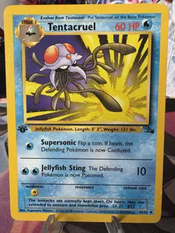 Pokemon TCG Tentacruel Fossil, 1st Edition Uncommon Card 44/62 - Image 2