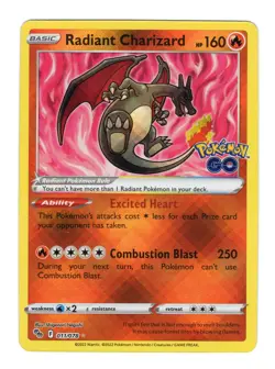 Radiant Charizard 011/078 Pokemon GO Holo Radiant Rare Pokemon Card NM - Image 1
