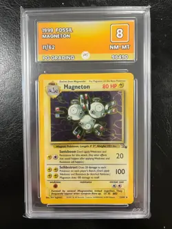 Magneton 11/62 HOLO Rare Fossil 1999 WOTC Pokemon Card NM MINT PG Graded 8 - Image 1