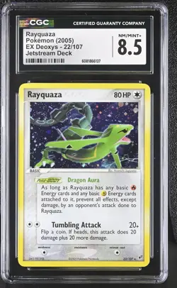 CGC 8.5 Rayquaza 2005 EX Deoxys 22/107 Holo Pokemon Card - Image 1
