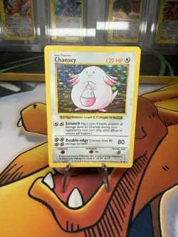 1999 Pokemon Base Set Chansey Shadowless Card 3/102 MP Condition - Image 1