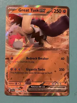 Great Tusk Ex - 123/198 - Pokemon Scarlet Violet Base Ultra Rare Card NM - Image 1