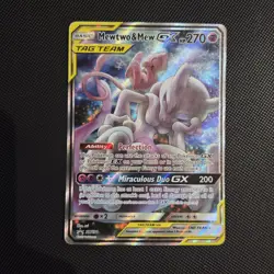 Pokemon Card - Mewtwo & Mew Black Star Promo SM191 Tag Team Alt Art Holo - Image 1