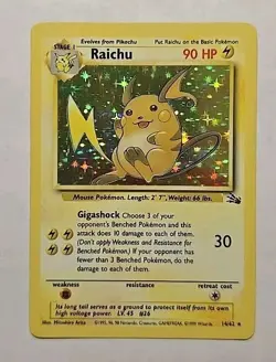 Raichu 14/62 Holo Rare Fossil Set 1999 Pokemon Card LP - Image 1