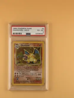 Charizard 1999 Pokemon Card Game Base Set Unlimited Holo #4 004/102 PSA 6 EX-MT - Image 1