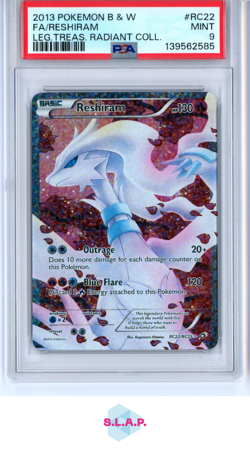 FA/RESHIRAM LEG.TREAS. RADIANT COLL. POKEMON BLCK & WHITE 2013 RC22 PSA 9 - Image 1