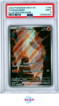 CHARMANDER ILLUSTRATION RARE POKEMON MEW EN-151 2023 168 PSA 9 - Image 1