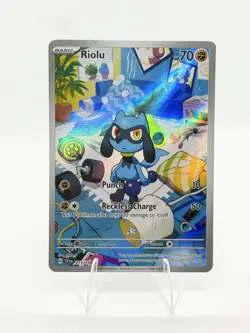 Pokemon TCG Scarlet & Violet Riolu 215/198 Illustration Rare Near Mint NM - Image 3