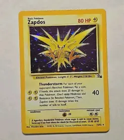 Pokemon Zapdos 15/62 Fossil Unlimited Holo LP - Image 1