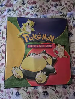Vintage 1999 POKEMON TRADING CARD GAME 3 Ring BINDER Snorlax TCG Base Set 1st Ed - Image 1