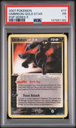 PSA 1 Poor Umbreon Gold Star 2007 Pop Series 5 17/17 Pokemon Card - Image 1