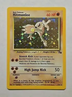 Hitmonlee 7/62 Base Set Fossil Set Holo Pokemon Card | LP - Image 1