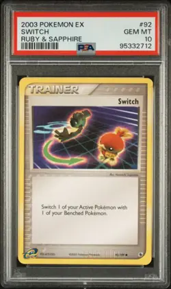 PSA 10 - 2003 EX Ruby & Sapphire Base Switch 92/109 Pokemon Card - Image 1