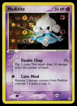 Pokemon Card - Meditite Hidden Legends 65/101 Reverse Holo - Image 1