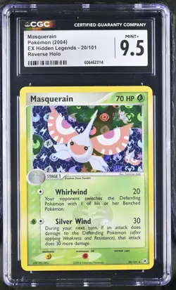 CGC 9.5 MINT+ Masquerain 2004 EX Hidden Legends 20/101 Reverse Holo Pokemon Card - Image 1