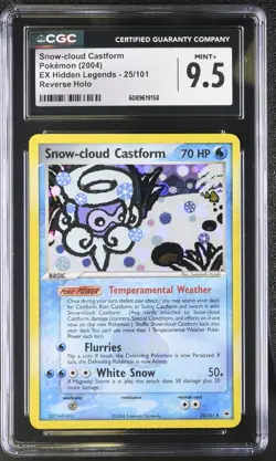 CGC 9.5 Snow-cloud Castform EX Hidden Legends 25/101 Reverse Holo Pokemon Card - Image 1