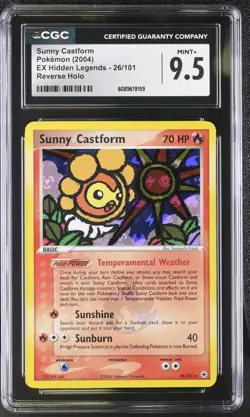 CGC 9.5 MINT+ Sunny Castform EX Hidden Legends 26/101 Reverse Holo Pokemon Card - Image 1