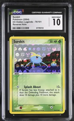 CGC 10 GEM MINT Surskit 2004 EX Hidden Legends 76/101 Reverse Holo Pokemon Card - Image 1