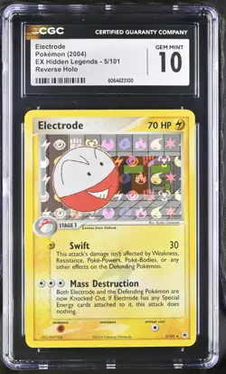 CGC 10 GEM MINT Electrode 2004 EX Hidden Legends 5/101 Reverse Holo Pokemon Card - Image 1
