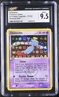 CGC 9.5 MINT+ Chimecho 2004 EX Hidden Legends 17/101 Reverse Holo Pokemon Card - Image 1