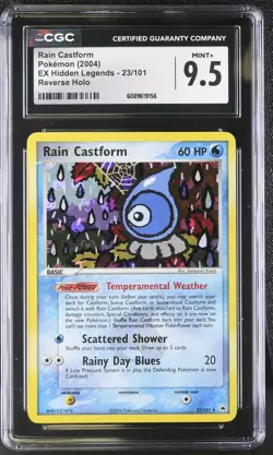 CGC 9.5 MINT+ Rain Castform EX Hidden Legends 23/101 Reverse Holo Pokemon Card - Image 1