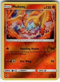 Moltres 38/214 SM - Lost Thunder LP Pokemon Card TCG - Image 1
