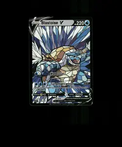 FAN-ART READ DESCRIPTION BELOWHOLO BLASTOISE Card Stained Glass Pokemon Card - Image 1