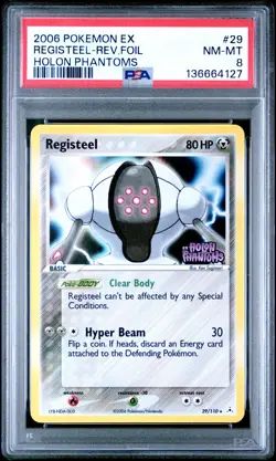 2006 POKEMON EX HOLON PHANTOMS #29 REGISTEEL-REVERSE FOIL PSA 8 - Image 1