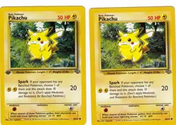 2 POKEMON PIKACHU CARDS 1ST EDITION AND UNLIMITED 60/64 - Image 1